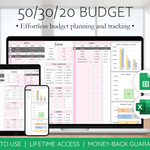 50/30/20 Budget Spreadsheet: Easy-to-Use Budget Planner & Tracker